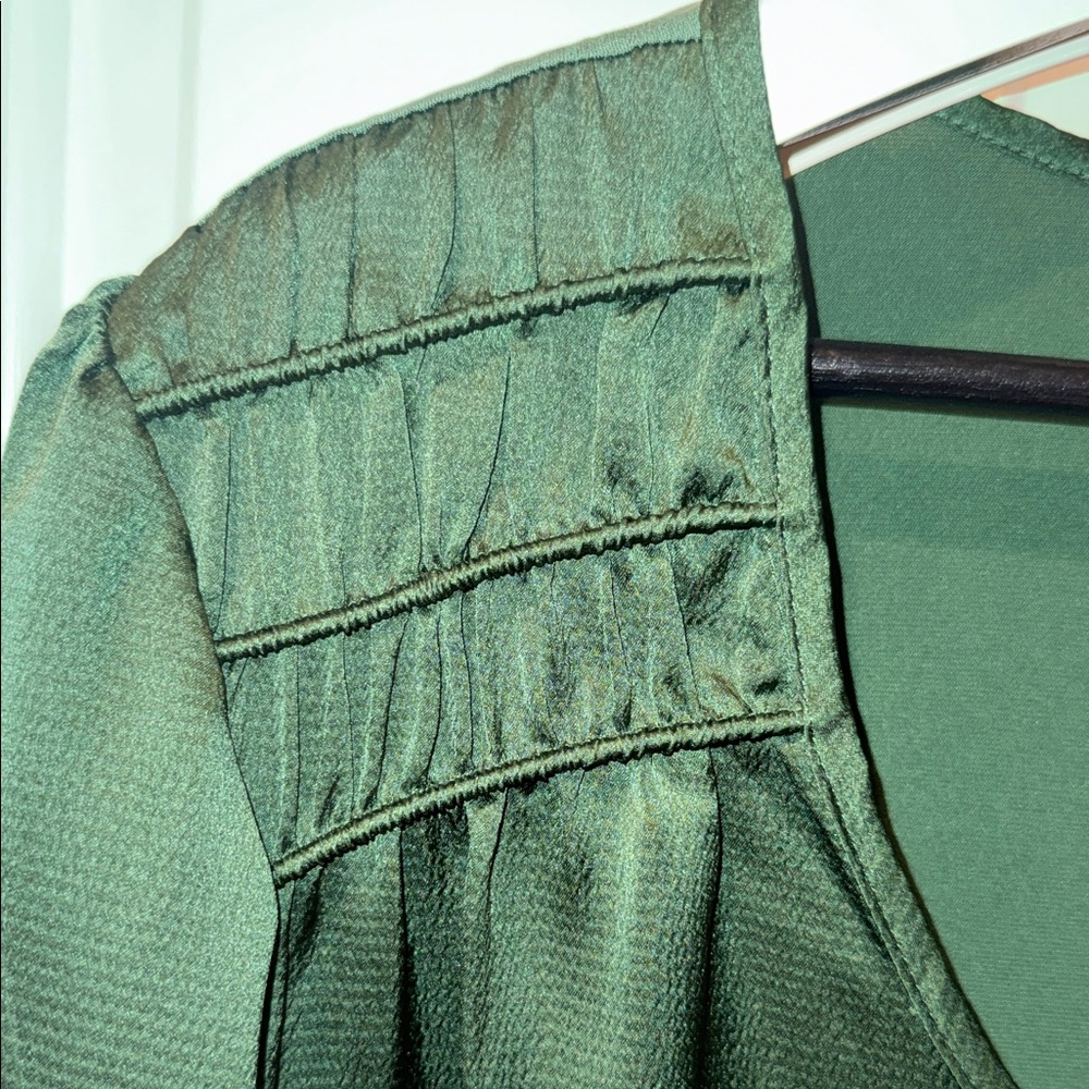 Lane Bryant Green V-Neck Blouse - Picture 3 of 6